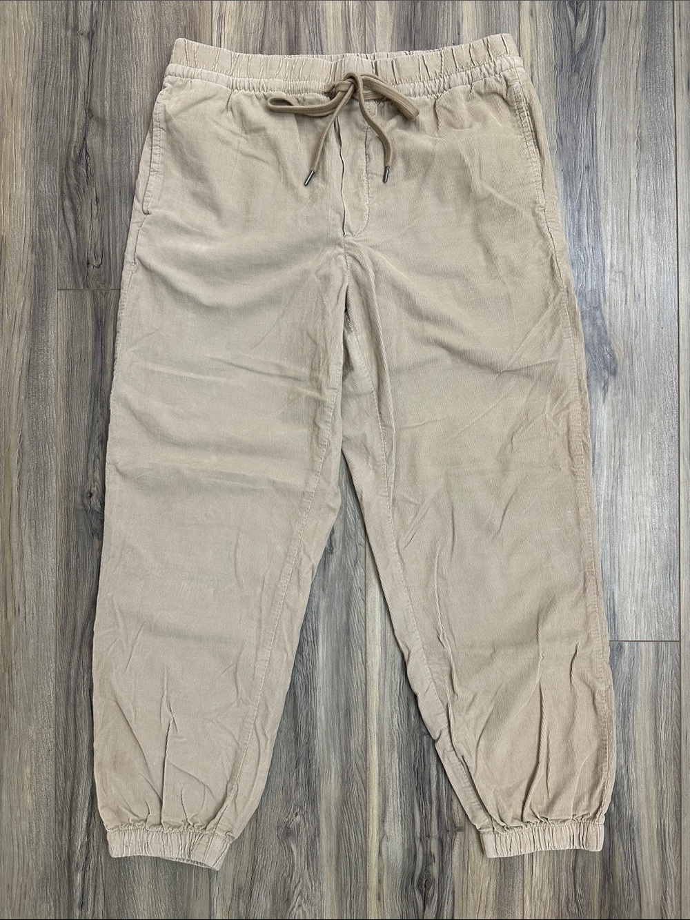 American Eagle sz Medium Beige Tan Drawstring Corduroy Jogger Lightweight Pants